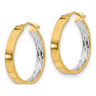 14K Yellow Gold 25mm Diamond-Cut Hoop Earrings – view 3