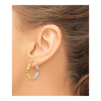 14K Yellow Gold 25mm Diamond-Cut Hoop Earrings – view 4