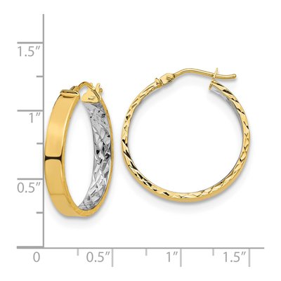 14K Yellow Gold 25mm Diamond-Cut Hoop Earrings – view 5