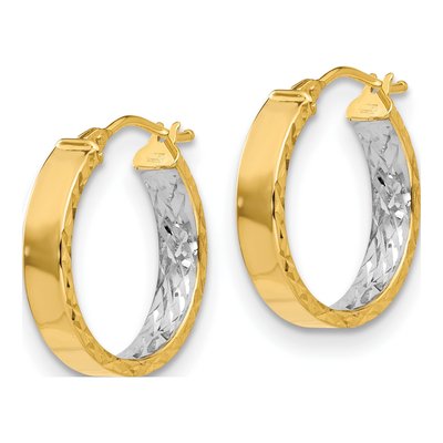 14K Yellow Gold 20mm Diamond-Cut Hoop Earrings – view 3