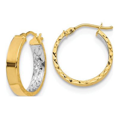 14K Yellow Gold 20mm Diamond-Cut Hoop Earrings