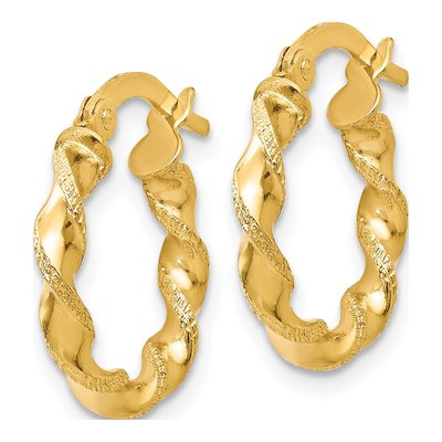 14K Yellow Gold 16mm Twisted Hoop Earrings – view 3