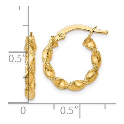 14K Yellow Gold 16mm Twisted Hoop Earrings – view 5
