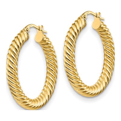 14K Yellow Gold 30mm Twisted Hoop Earrings – view 3
