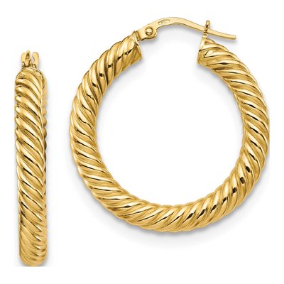 14K Yellow Gold 30mm Twisted Hoop Earrings
