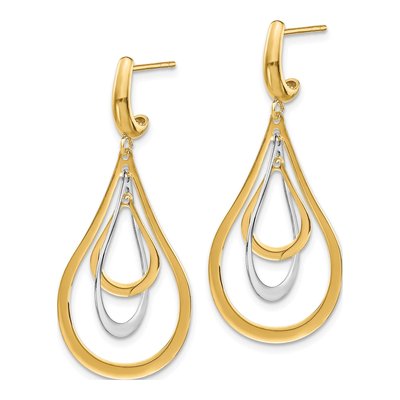 14K Two-Tone Gold Dangle Earrings – view 3