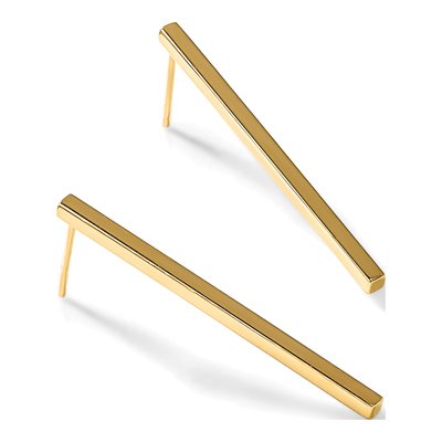 14K Yellow Gold Bar Dangle Earrings – view 6