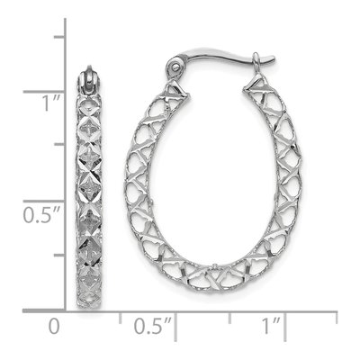 14K White Gold Diamond-Cut Hollow Hoop Earrings – view 5