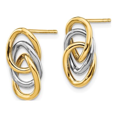 14K Two-Tone Gold Circle Dangle Earrings – view 3