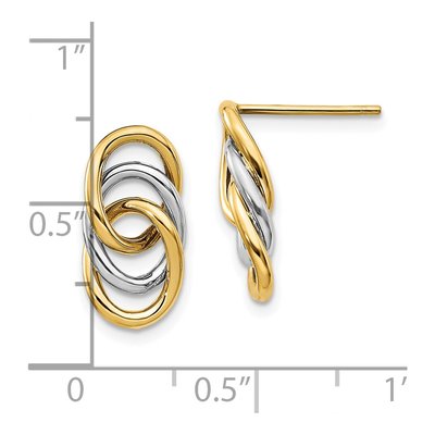14K Two-Tone Gold Circle Dangle Earrings – view 5