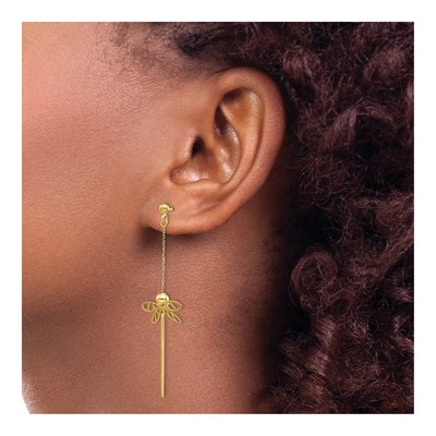 14K Yellow Gold Dragonfly Dangle Earrings – view 4
