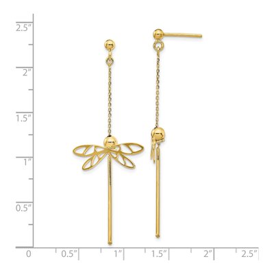 14K Yellow Gold Dragonfly Dangle Earrings – view 5