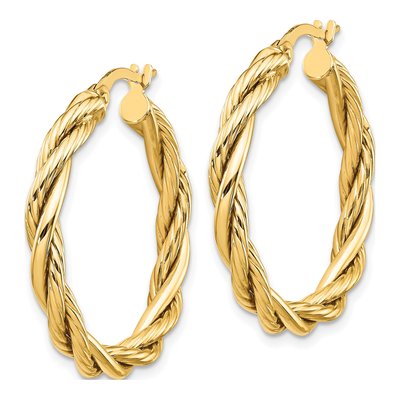 14K Yellow Gold 28mm Twisted Hoop Earrings – view 3