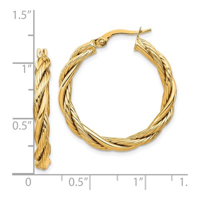14K Yellow Gold 28mm Twisted Hoop Earrings – view 5