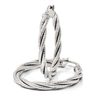 14K Yellow Gold 28mm Twisted Hoop Earrings – view 6