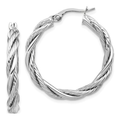 14K Yellow Gold 28mm Twisted Hoop Earrings