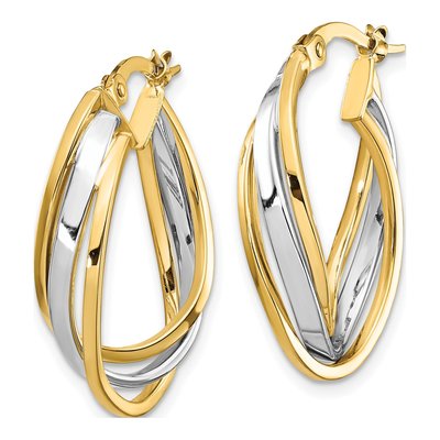 14K Yellow Gold Oval Hoop Earrings – view 3
