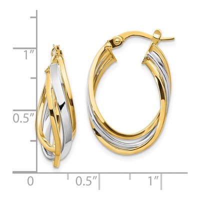 14K Yellow Gold Oval Hoop Earrings – view 5