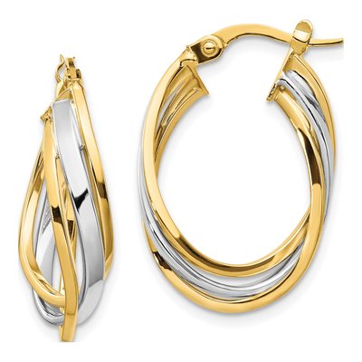 14K Yellow Gold Oval Hoop Earrings