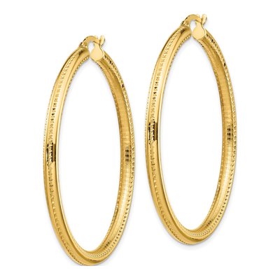 14K Yellow Gold 46mm Fancy Hoop Earrings – view 3