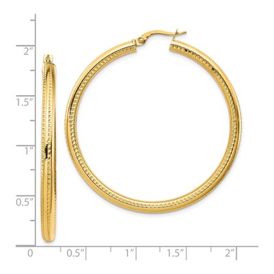 14K Yellow Gold 46mm Fancy Hoop Earrings – view 5