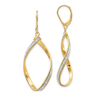 14K Yellow Gold Twisted Leverback Earrings