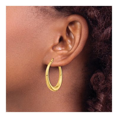 14K Yellow Gold 32mm Fancy Hoop Earrings – view 4