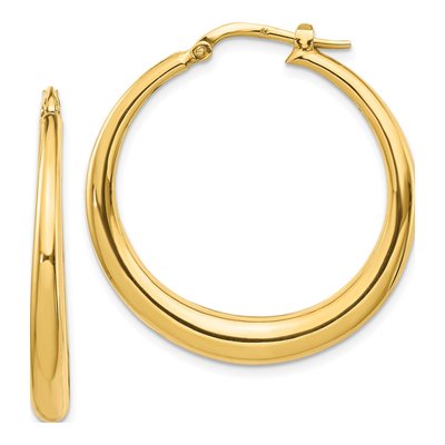 14K Yellow Gold 32mm Fancy Hoop Earrings
