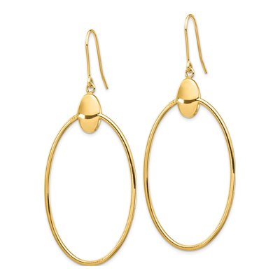 14K Yellow Gold Oval Dangle Earrings – view 2