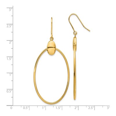 14K Yellow Gold Oval Dangle Earrings – view 3