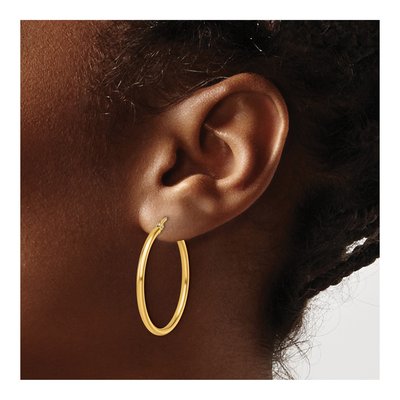 14K Yellow Gold 30mm Hoop Earrings – view 4