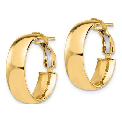 14K Yellow Gold Omega-Back Hoop Earrings – view 3
