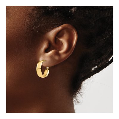 14K Yellow Gold Omega-Back Hoop Earrings – view 4