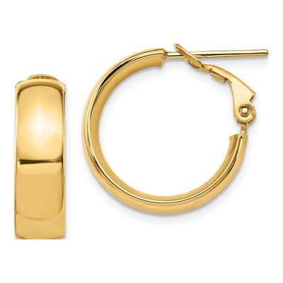 14K Yellow Gold Omega-Back Hoop Earrings