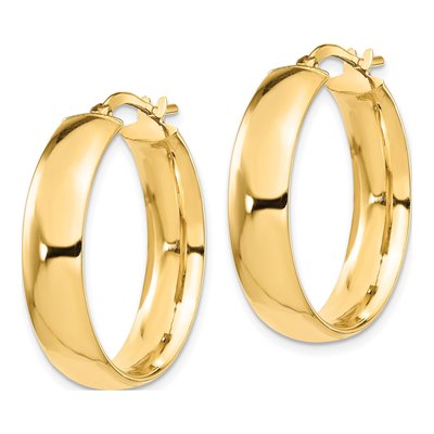 14K Yellow Gold 25mm High-Polished Hoop Earrings – view 3