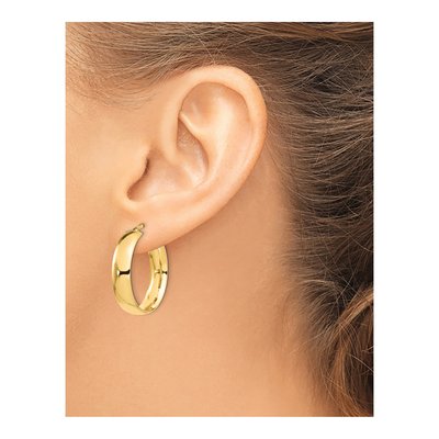 14K Yellow Gold 25mm High-Polished Hoop Earrings – view 4