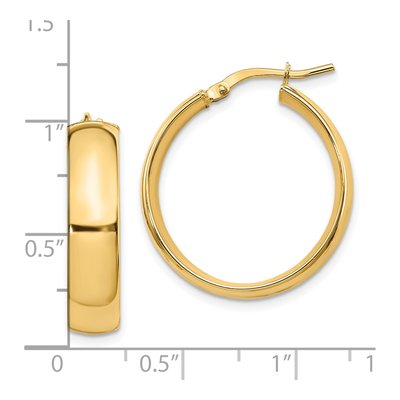 14K Yellow Gold 25mm High-Polished Hoop Earrings – view 5