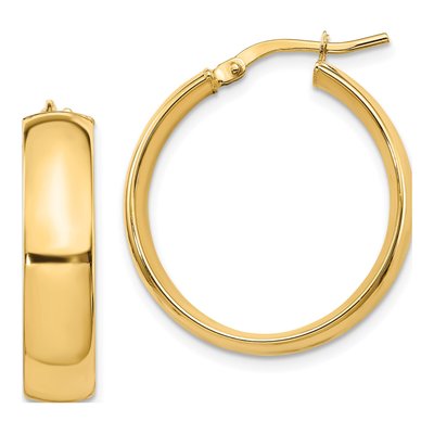 14K Yellow Gold 25mm High-Polished Hoop Earrings