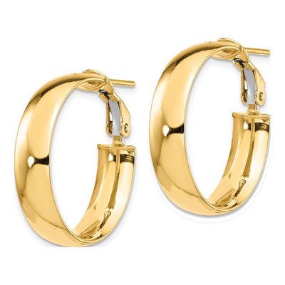 14K Yellow Gold Omega Back Hoop Earrings – view 3