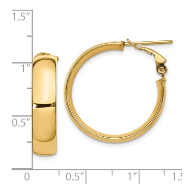 14K Yellow Gold Omega Back Hoop Earrings – view 5