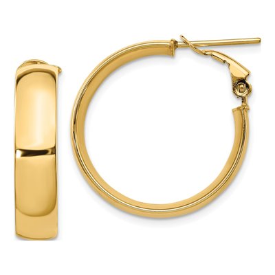 14K Yellow Gold Omega Back Hoop Earrings