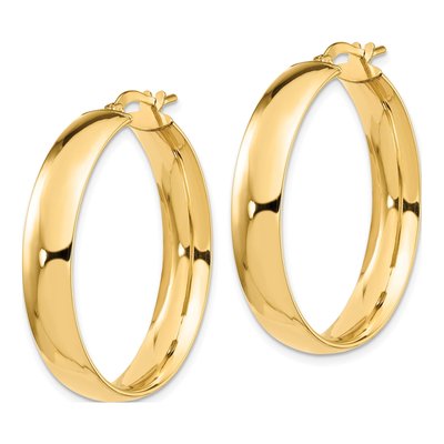 14K Yellow Gold 30mm High Polish Hoop Earrings – view 3