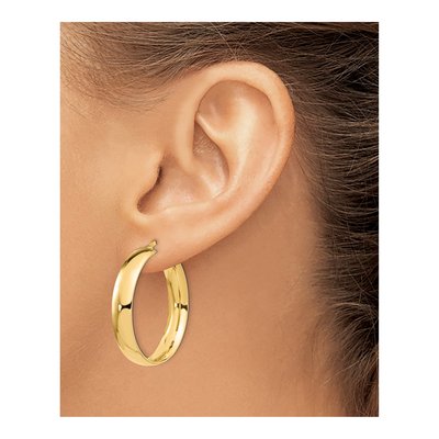 14K Yellow Gold 30mm High Polish Hoop Earrings – view 4