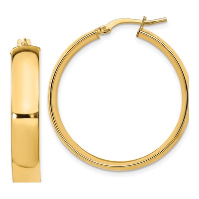 14K Yellow Gold 30mm High Polish Hoop Earrings