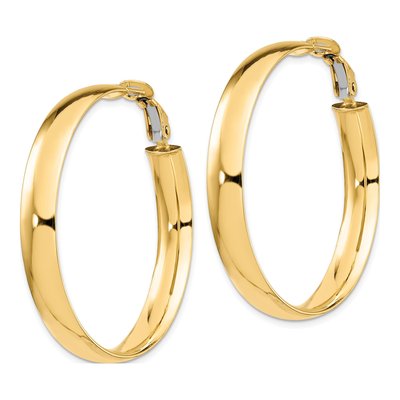 14k Yellow Gold 6mm Omega Back Hoop Earrings | Leslie's – view 3