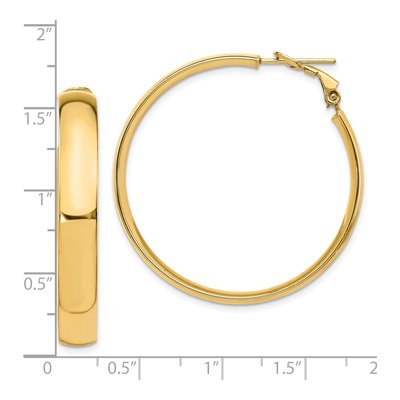 14k Yellow Gold 6mm Omega Back Hoop Earrings | Leslie's – view 5