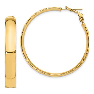 14K Yellow Gold Omega Back Hoop Earrings