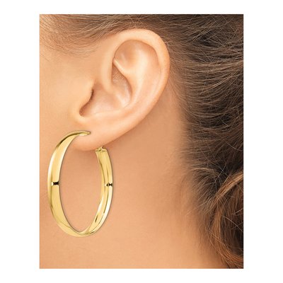 14K Yellow Gold Omega Hoop Earrings – view 4