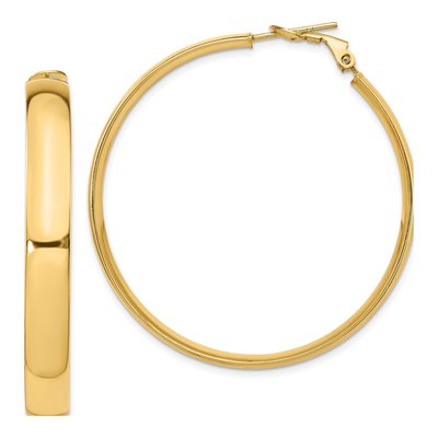 14K Yellow Gold Omega Hoop Earrings