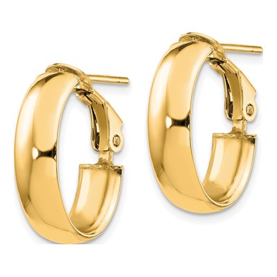 14K Yellow Gold Oval Hoop Earrings – view 3